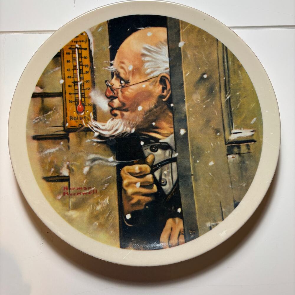 Norman Rockwell Old Man Winter Collector Plate 8.5" Decorative Art Snow Winter